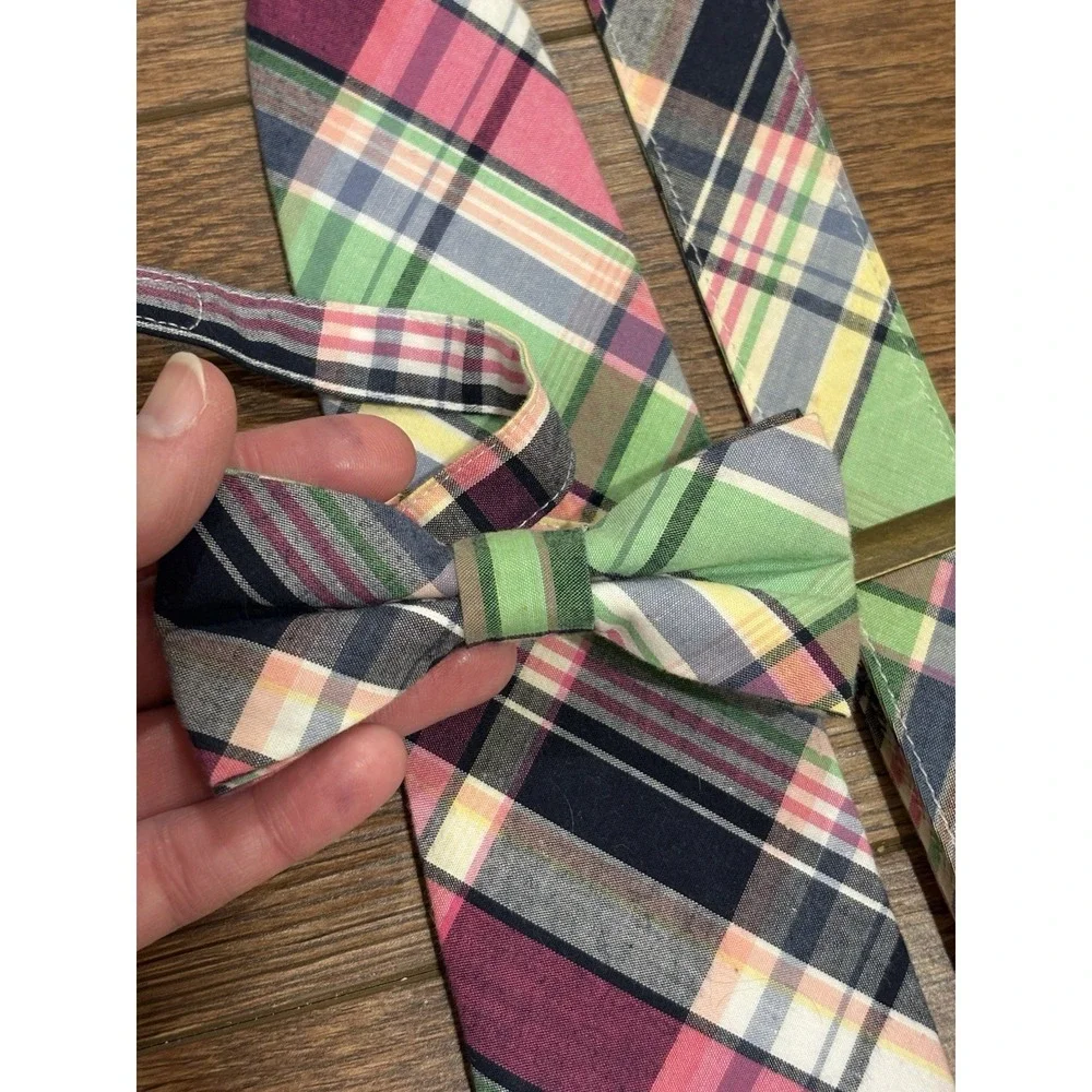 Dressed Up Gymboree Sz 6 And  Up Pink Plaid Suspenders Set Bow tie Tie Lot